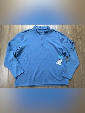 Loco Skailz Men Blue Quarter-Zip  Long Sleeve Fishing Shirt/Jacket UPG XXL NWT